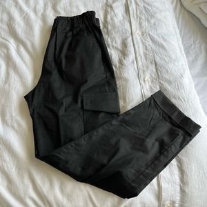 Black cotton cargo pants